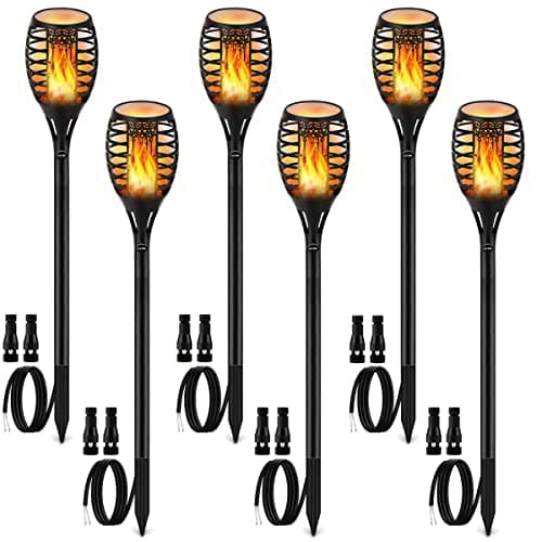 LUYE Low Voltage Torch Landscape Lights 12V Outdoor Wired LED Torches Pathway Lights IP65 Waterproof Flickering Flame Torch Light Low Voltage Landscape Lighting Christmas Decoration Light (6Pack) - Image 1