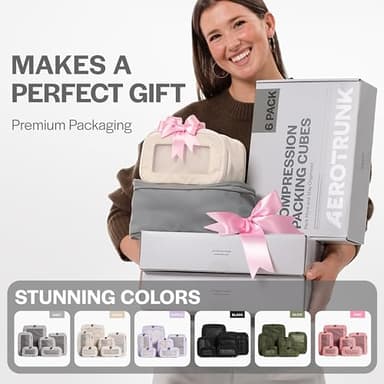 Aerotrunk Compression Packing Cubes for Travel - Luggage Organizer Bags - Double Zipper Packing Cubes for Suitcases (4-Pack, Beige) - Image 10