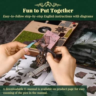 CCCDF Book Nook Kit, Booknook Kit with Dust Cover for Adult DIY Miniature House Kit 3D Wooden Puzzle Decorative Bookend Bookshelf Decor Gift for Women Teens (Alice Down The Rabbit Hole) - Image 5