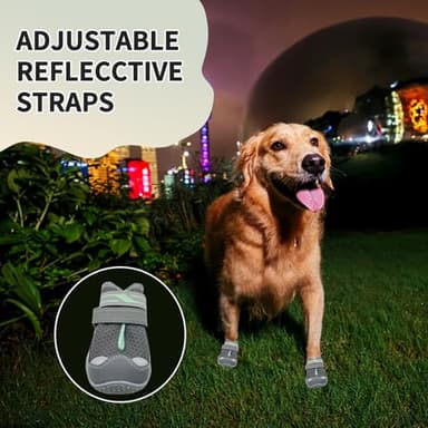 MOOB Dog Shoes for Large Small Medium Dogs - Breathable Dog Boots for Summer Hot Pavement, 4 Pcs Medium Dog Booties with Rugged Anti-Slip Dog Booties for Hardwood Floor（Size 5）, Grey#2 - Image 3