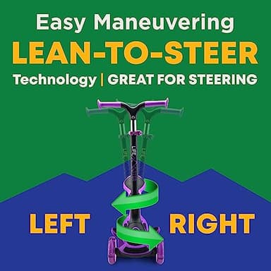 3 Wheel Scooter for Kids with Foldable Seat, Adjustable Handlebar Height, Lean-to-Steer Ride On Toy for Kids Ages 2+, Light-Up LED Wheels, Wide Anti Slip Deck, Indoor & Outdoor Use, Purple - Image 3
