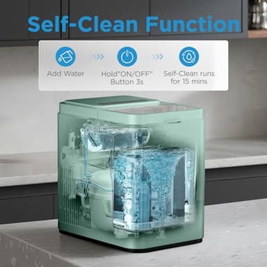 Midea MERI26B1AGN Ice Maker Countertop, Portable Ice Maker 26lbs, 8 Cubes Ready in 6 Mins, Self-Cleaning with Ice Basket and Scoop, 2 Sizes of Bullet Ice for Home, Camping, Office, Party - Image 4