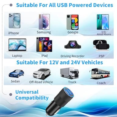 【Apple MFi Certified】iPhone 16 Car Charger Fast Charging, Rombica 4.8A USB Car Power Cigarette Lighter USB-C Car Charger with 2Pack Tyep-C Braided Cable for iPhone 16 Pro/16 Pro Max/15/15 Pro/iPad Pro - Image 7