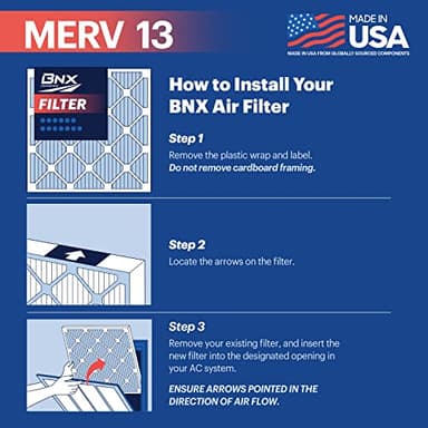 BNX TruFilter 12x20x1 Air Filter MERV 13 (6-Pack) - MADE IN USA - Electrostatic Pleated Air Conditioner HVAC AC Furnace Filters for Allergies, Pollen, Mold, Bacteria, Smoke, Allergen, MPR 1900 FPR 10 - Image 5