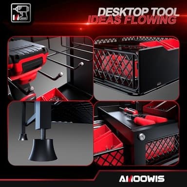 Amoowis Desktop Tool Organizer with Charging Station and Tool Bag for Power Tools & Repair Kits, Storage Rack with Holder, Fits RC Tools, Pliers, Tweezers, Small Parts, Workshop, Gifts foe Men - Image 7