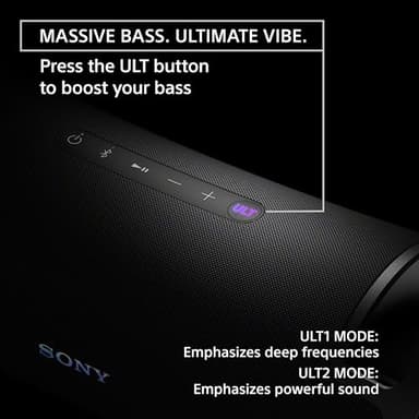 Sony ULT Field 7 Wireless Bluetooth Party Speaker, IP67 Waterproof, Powerful Bass, 30h Battery, Karaoke, Comfortable Handle, and Colorful Lights (SRSULT70), Black - Image 2