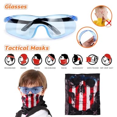 UWANTME Kids Tactical Vest Kit for Nerf Guns Elite Series with Refill Darts,Tactical Mask Wrist Band,Protective Glasses,Toys for 7 8 9 10 12 Year Old, Orange - Image 5