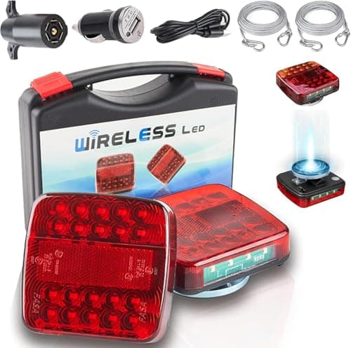 Wireless Trailer Lights Magnetic, upgrade Rechargeable Wireless Trailer Tow Lights LED Kit, IP65 Waterproof, 10-Hour Battery Life, 100 FT Signal Synchronization for Towing Truck Camper RV Boat - Image 1