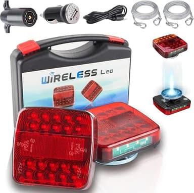 Wireless Trailer Lights Magnetic, upgrade Rechargeable Wireless Trailer Tow Lights LED Kit, IP65 Waterproof, 10-Hour Battery Life, 100 FT Signal Synchronization for Towing Truck Camper RV Boat - Image 1