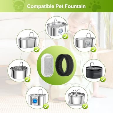 12 Pack Cat Water Fountain Filters, Replacement Filters & Pre-Filter Sponges for 3.2L/108Oz & 67oz/2L Stainless Steel Pet Fountain - Image 2