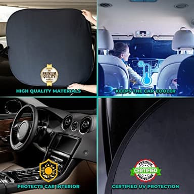 kinder Fluff Patented Windshield Sun Shade for Cars - The Only Certified Car Window Shades Blocking 99.9% UVR - Automotive Sunshades for Cars, SUV, RV, Truck & Auto Accessories - (XL) - Image 2