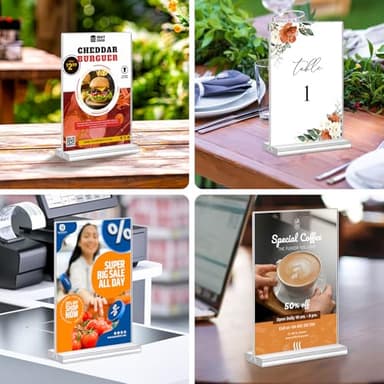 Acrylic Sign Holder 4x6, 20 Pack Clear Table Vertical Double Sided Table Menu Display, Plastic Desktop Picture Frames Stand Acrylic Paper Holder Tabletop Sign Holder for Wedding Office Show Fair - Image 6