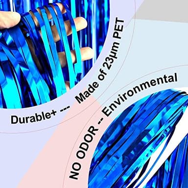 EUFARS Blue Foil Fringe Curtain- 4 Pack of 3.2x8.2ft Blue Streamers Backdrop Curtains for Party Decorations - Image 5