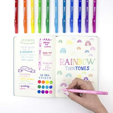 Tombow 61526 TwinTone Marker Set, Rainbow, 12-Pack. Double-Sided Markers Perfect for Planners, Journals, Doodling, and More! - Image 9