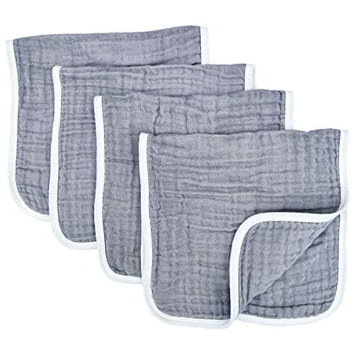Muslin Burp Cloths Large 20 by 10 Inches 100% Cotton 6 Layers Extra Absorbent and Soft (Grey) - Image 1