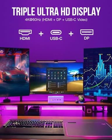 GMKtec M5 Plus Gaming Mini PC Ryzen 7 5825U (Upgraded 7430U/ 5700U), 32GB RAM 1TB SSD Dual NIC LAN 2.5GbE Desktop Computers, Triple 4K Display - Lunar Blue - Image 7