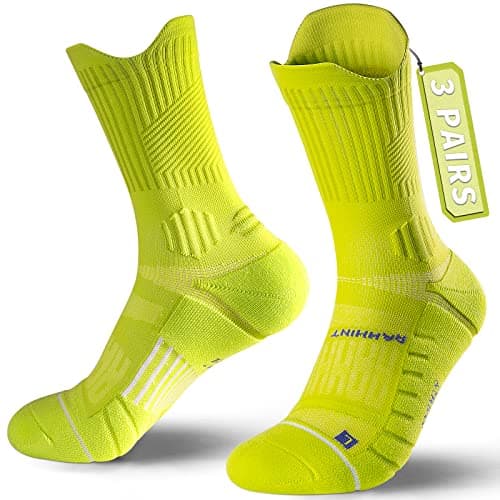 Compression Running Socks 3 Pairs, Cushion Crew Socks, Anti-Blister Moisture Wicking Athletic Hiking Basketball Socks - Image 1