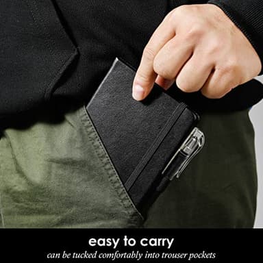 NIRMIRO (3 Pack) Pocket Notebook Journal, Hardcover Small Mini Notebooks with Pens for Work, 3.7" x 5.7" A6 Notebook College Ruled with 100Gsm Premium Thick Lined Paper, Black Leather - Image 7