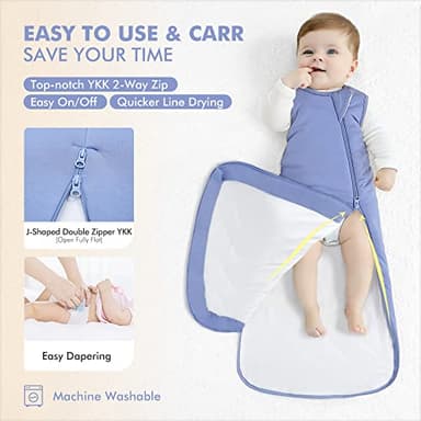 HAPIU Unisex Rayon Made from Bamboo Baby Sleep Sack TOG 1.0, 2-Way Zipper YKK, Wearable Blanket Baby,6-18 Months,Blue - Image 3