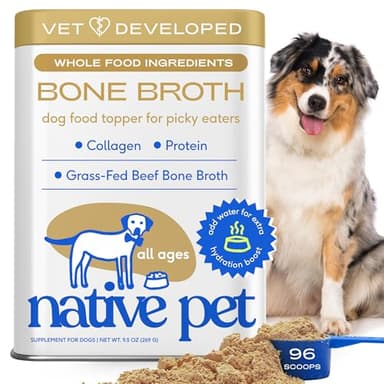 Native Pet Bone Broth for Dogs and Cats - Made with Real Beef Bone Broth, Dog Food Toppers for Picky Eaters - Provides Extra Hydration & Nutrition for Joint Strength, Immunity & Heart Health-96 Scoops - Image 1