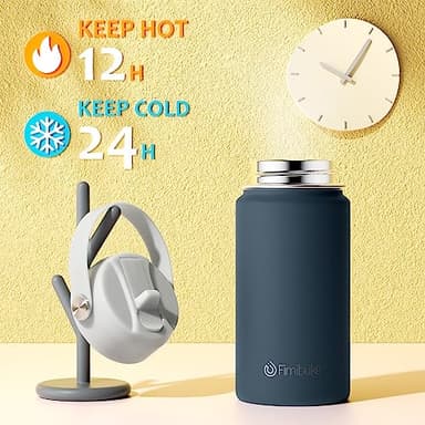 Fimibuke Kids Insulated Water Bottle, 14oz BPA FREE Double Wall Vacuum Tumbler 18/8 Stainless Steel Leak Proof Kids Cups with Straw Metal Water Bottle for School Boys Girls (2 Pack, Coastal) - Image 3