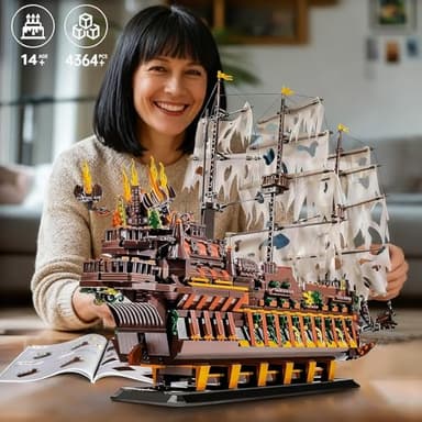 Mould King Large Pirates Ship Model Building Blocks Kits, MOC Dutchman Building Block Pirate Ship Construction Set to Build, Toys Gift for Age 14+/Adult Collections Enthusiasts (4364+Pieces) - Image 7