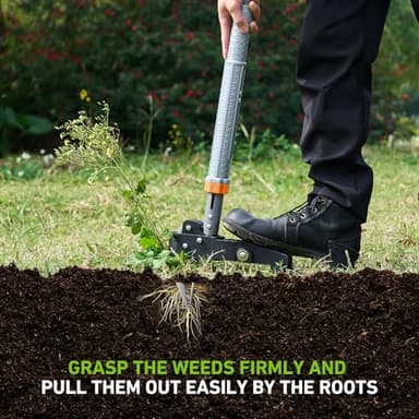 SOOTFRO Weed Puller Tool - Stand Up Weed Puller with 4-Claw Steel Head, 39"-46" Retractable Handle & Easy-Eject Mechanism for Dandelions, Clover & More, No Bending or Kneeling - Image 2
