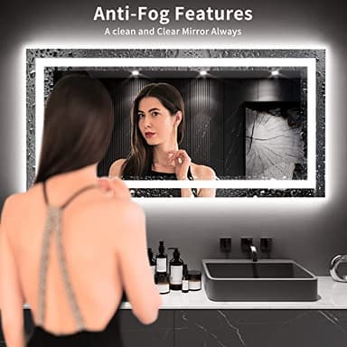 LOAAO 60X30 LED Bathroom Mirror with Lights, Anti-Fog, Dimmable, Backlit + Front Lit, Lighted Bathroom Vanity Mirror for Wall, Memory Function, Tempered Glass, ETL Listed - Image 2