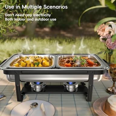 sifer Chafing Dishes for Buffet 9Qt 4 Pack [Multi-Size Food Pans] | Chafing Dishes with 80% Faster [Screwless Installation] and Stacking Design [Easy Storage] for Fathers Day Party/Wedding, Black - Image 7