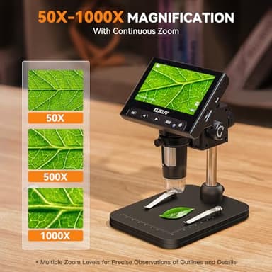 Elikliv Coin Microscope, 4.3'' LCD Digital Microscope 1000x, Coin Magnifier with 8 Adjustable LED Lights, PC View Compatible with Windows/Mac, EDM4B, Black - Image 5