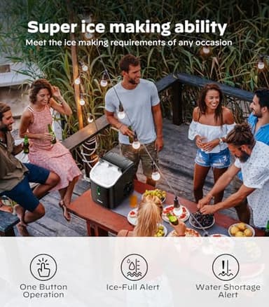 Silonn Nugget Ice Maker Countertop, Portable Pellet Ice Machine with Self-Cleaning Function, Sonic Ice Maker Produces 33lbs of Chewable Ice in 24 Hours, Ideal for Home Kitchen and Office, Black - Image 6