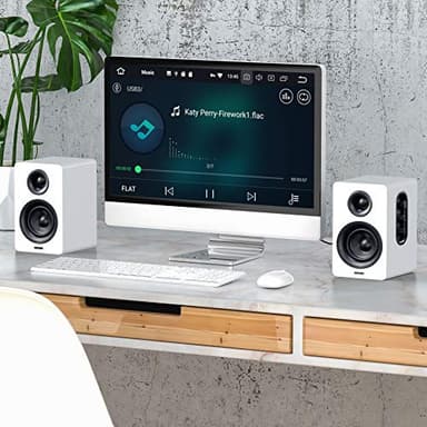 Sanyun SW208 3" Active Bluetooth 5.0 Bookshelf Speakers – 60W Carbon Fiber Speaker Unit - Built-in 24bit DAC Dynamic 3D Surround Sound 2.0 Computer PC Monitor Gaming (Pair, White) - Image 6