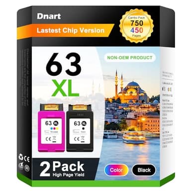 63XL Ink Cartridges Black and Color for HP Ink 63 Replacement for HP 63XL Ink Cartridge Combo Pack Works with Officejet 3830 5258 4650 5255 5200 Envy 4520 4512 Deskjet 2540 3630 Printer Ink Hp 63 XL - Image 1
