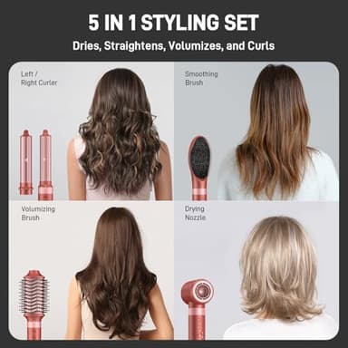 MESCOMB 5 in 1 High-Speed Hot Air Styler - Professional Frizz-Free Hair Dryer Brush, Fast Drying Hair Dryer, No Heat Damage Air Styler Wrap - Curl, Volumize, Straighten with Travel Bag - Image 5