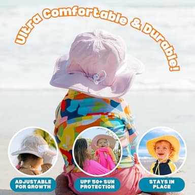 SwimZip Wide Brim Sun Hat | UPF 50+ Protection for Baby, Toddler, and Kids Pink - Image 6