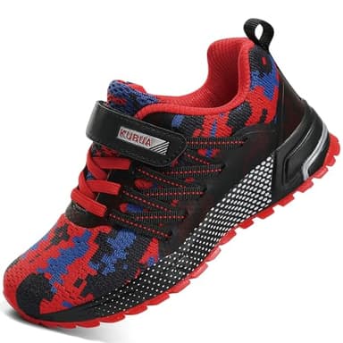 Kids Sneakers for Boys Girls Running Tennis Shoes Lightweight Breathable Sport Athletic Camouflage Red A Size US 2 Big Kid - Image 1