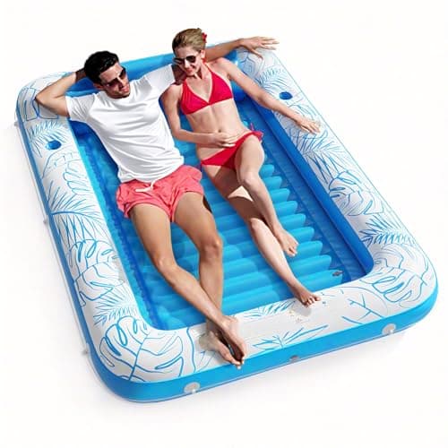 Jasonwell Inflatable Tanning Pool Lounger Float 4 in 1 Sun Tan Tub Sunbathing Lounge Raft Floatie Toys Water Filled Bed Mat Pad for Kids Adult Blow Up Kiddie Ball Pit Pool (XL) - Image 1