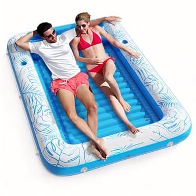 Jasonwell Inflatable Tanning Pool Lounger Float 4 in 1 Sun Tan Tub Sunbathing Lounge Raft Floatie Toys Water Filled Bed Mat Pad for Kids Adult Blow Up Kiddie Ball Pit Pool (XL) - Image 1
