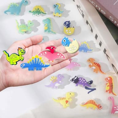 Hilikol 18 Pcs Glow In The Dark Dinosaur Shoe Charms, Dino Shoe Charm for Adults Kawaii Cartoon Dino Cute Accessories Pins - Image 2