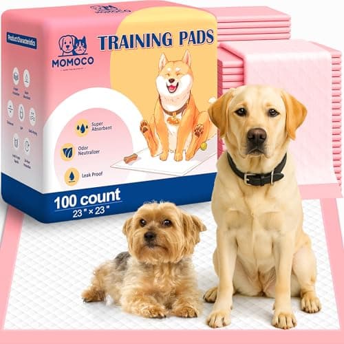 MoMoCo 23"x23"-100 Count Pink Puppy Pads, Super Absorbent, Leak-Proof, Quick-Dry Training Pads for Small Dogs & Puppies, Disposable Potty Pads - Image 1