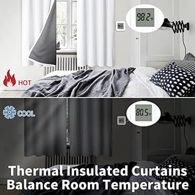 BGment White Blackout Curtains for Bedroom 63 Inch Long - Thermal Insulated Black Out Curtains Room Darkening Soundproof Rod Pocket Window Curtains for Living Room, Each Drape Panel 52 Inch Wide - Image 4