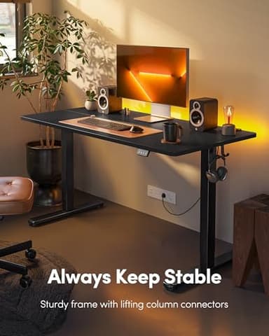 FEZIBO Electric Standing Desk, Height Adjustable Stand up Desk, 40 x 24 Inches Sit Stand Home Office Desk, Computer Desk, Black - Image 3