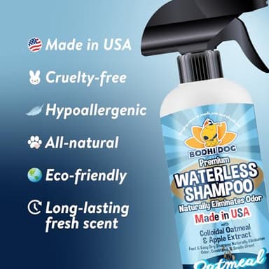 Bodhi Dog Waterless Shampoo - Natural Dry Shampoo for Dogs & Cats - Neutralizes Pet Odor - No Rinse Required - Made of Natural Extracts - Safe for Sensitive Skin - Oatmeal & Apple (17 Fl Oz) - Image 3