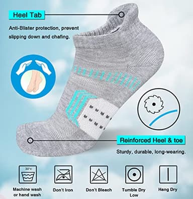 suaskk Womens Athletic Cushioned Anti-Blister Comfort Running Ankle Socks 5 Pairs - Image 3