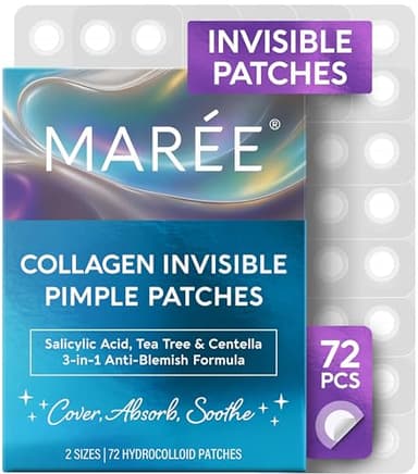 MAREE Invisible Pimple Patches - Clear Pimple Patches for Face - Hydrocolloid Acne Patches Anti Blemish - Zit Stickers for Face - Parches Para Acne - Pinple Zit Patches Pimple Stickers - 72 Dots - Image 1