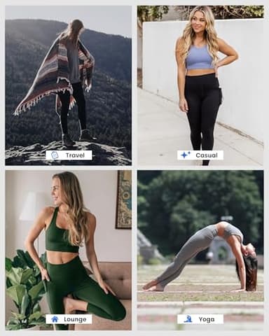 3 Packs Leggings with Pockets for Women, Soft High Waisted Tummy Control Workout Gym Yoga Pants - Image 5