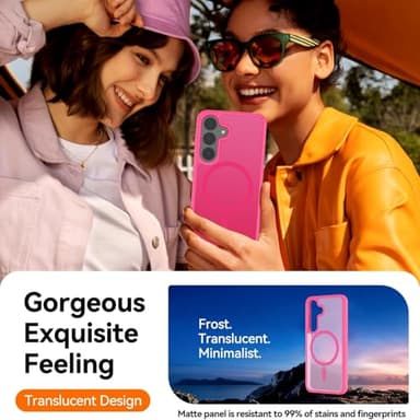 Hualele Magnetic for Samsung Galaxy S24 Plus Case & S25 Plus Case, Compatible with MagSafe, Military Grade Drop Protection Slim Translucent Shockproof with Anti-Fingerprint Phone Case,Rose Red - Image 6