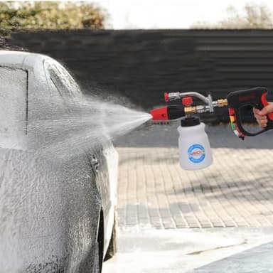 DUSICHIN Pressure Washer Short Gun Foam Cannon 1/4" Quick Connector,Car Wash Foam Gun Kit Dual Connector Accessory,Double Tip Attachment For Soap Cannon with 5 Nozzle Tips DUS2501 - Image 2