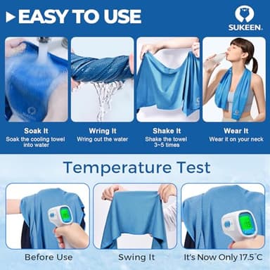 Sukeen Cooling Towels 6 Pack (40"x12"), Cooling Towels for Neck and Face, Quick Dry Sport Camping Cooling Towel, Cold Towel for Hot Weather - Image 3