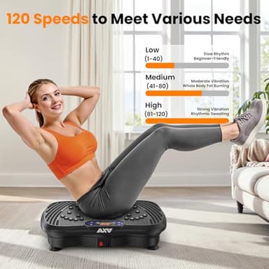 AXV Vibration Plate Fitness Platform Exercise Machine Vibrating Lymphatic Drainage Shaking Full Body Shaker Workout Vibrate Stand Shake Board Sport Gym for Weight Loss Fat Burner for Women Men - Image 5